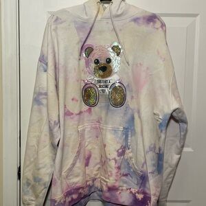 Tie-Dye Sequin Bear Hoodie
